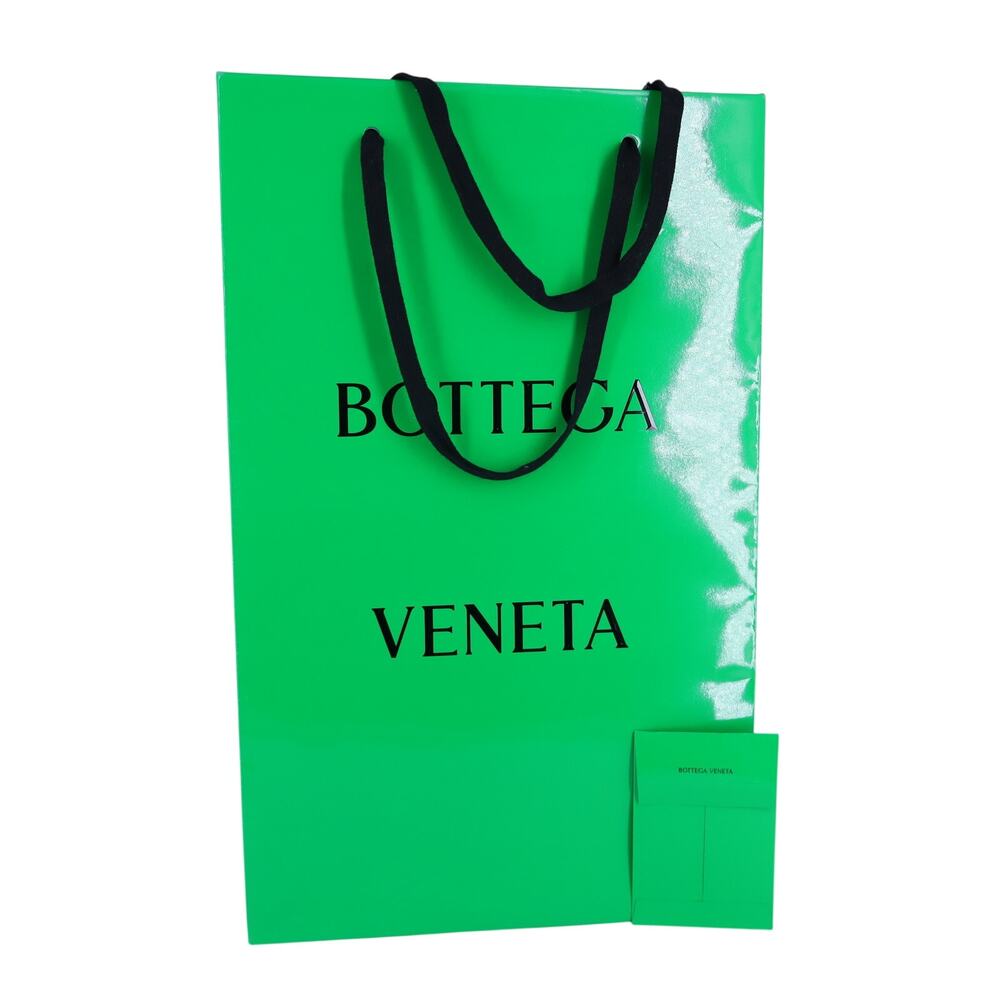 Bottega Veneta Green Black Designer Glossed Paper Bag 11.5" X 6" X 19"